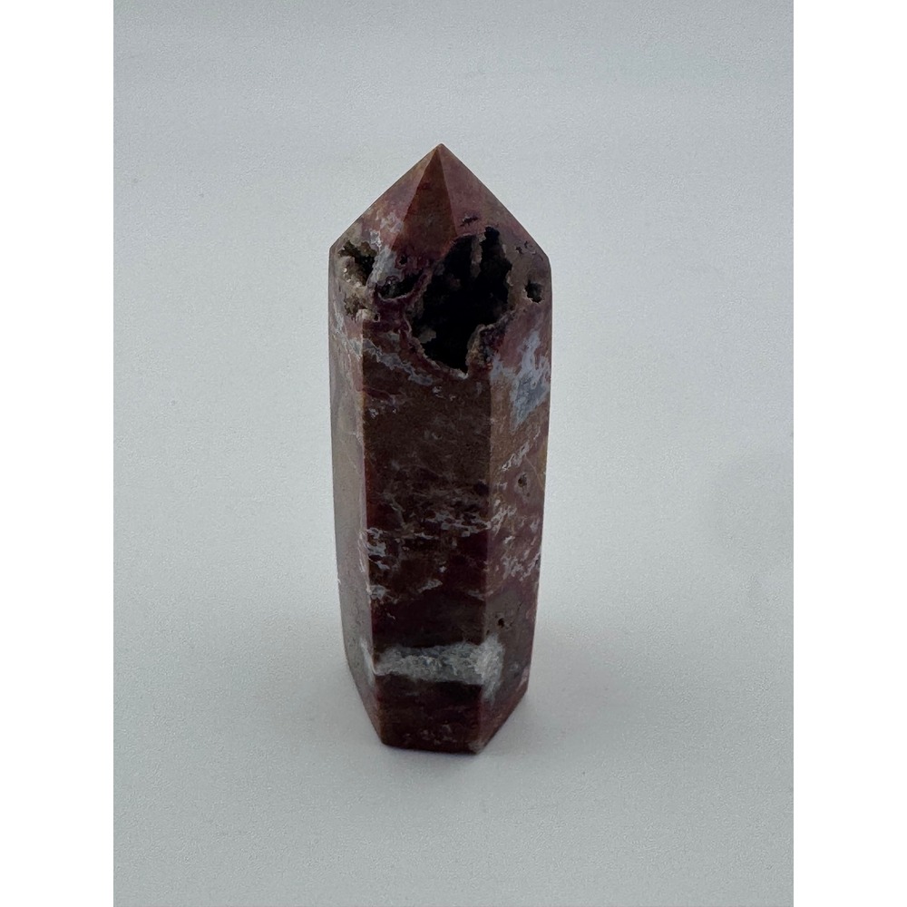 Red Moss Agate Crystal Point Tower Druzy 3.84 Inch